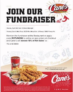 Raising Cane’s Fundraiser Flyer